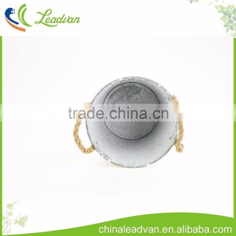 garden deco round metal hanging galvanized bucket
