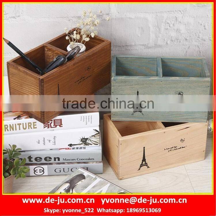 Metal Handle Small Wooden Drawer Storage Box