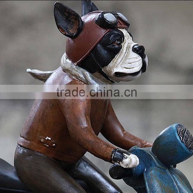 Vintage resin bulldog riding figurine