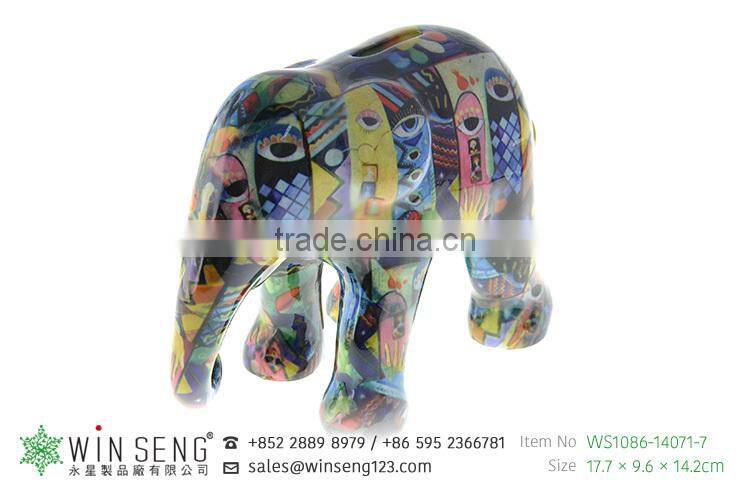 hot decoration hand painted OEM art decor cute novelty ceramic elephant piggy bank
