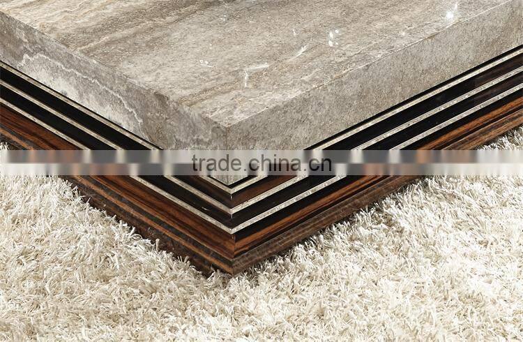 modern marble/travertine top living room coffee table with hardware