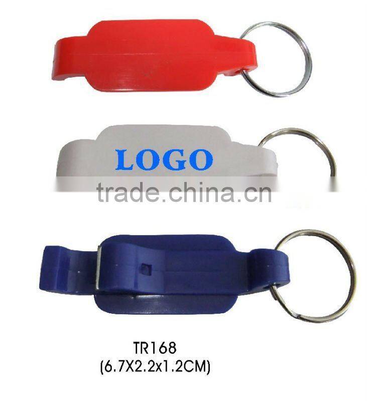 Hot design customized logo plastic beer bottle opener keychain
