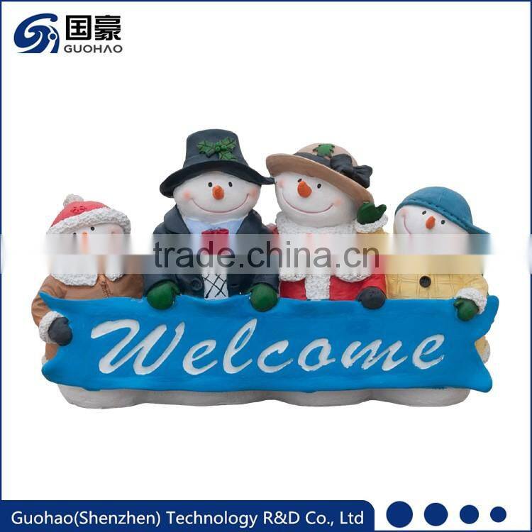 Attractive Welcome Snowman Garden Sign Statue