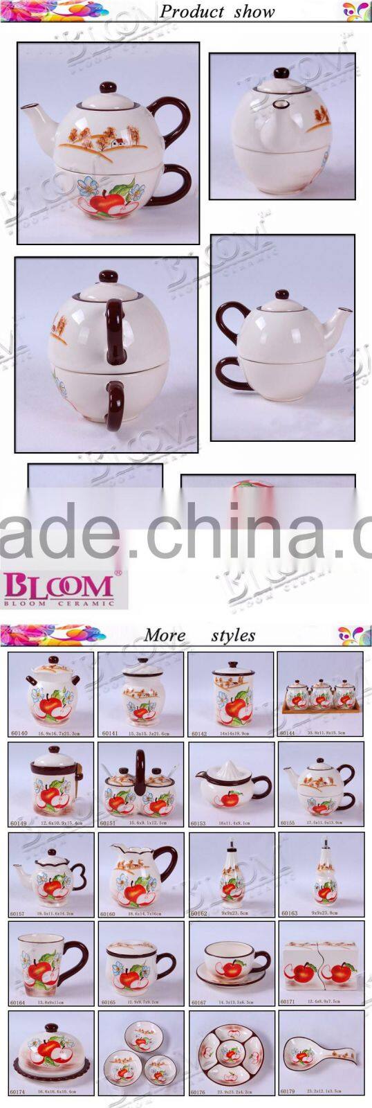 modern white ceramic combination for one cup teapot
