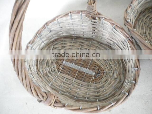 High handle wicker woven artificial flower basket gift