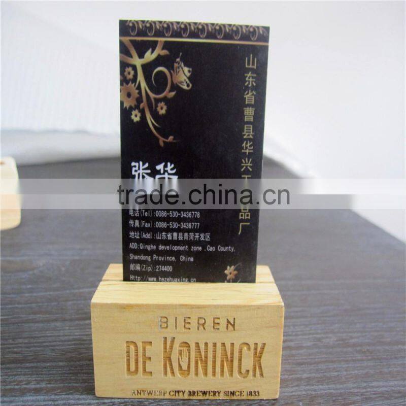 Wooden desk business card holder for restaurant office wood card folder