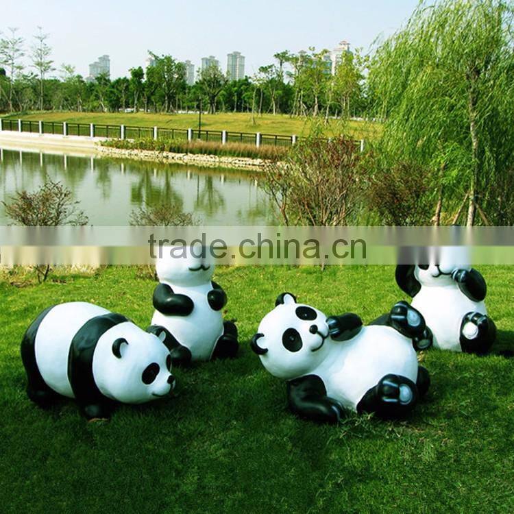 large outdoor decorations fiberglass garden panda statue for sale