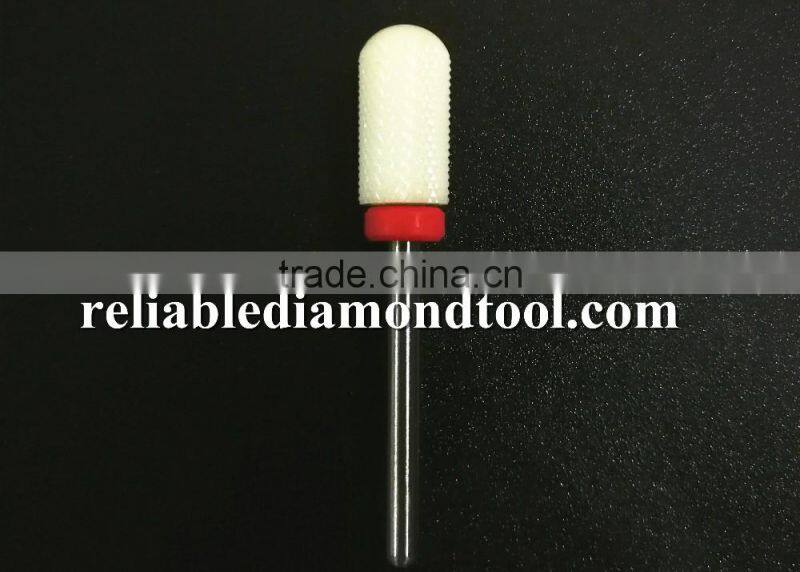 Polishing Drill Barrel Ball Total Length 40MM Fine Type Head Blade Diameter 13MM White Ceramic Burr for Nail