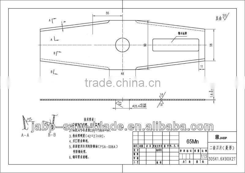 305mm 2T black metal blade for brush cutter