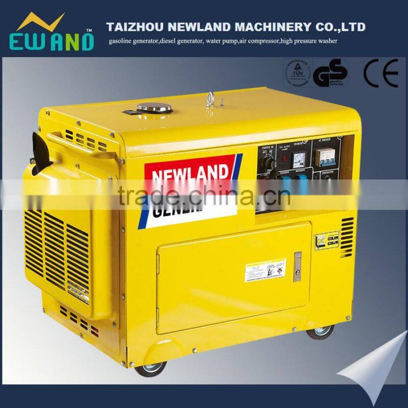 5KW silent diesel generator with 186FA engine,air cooled,small genset for homeuse