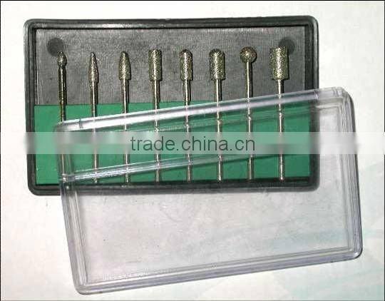 HIGH QUALITY 8 PIECE DIFFERENT SHAPES DIAMOND ABRASIVE GRINDING MOUNTED POINT SET WITH 2.35mm SHANK