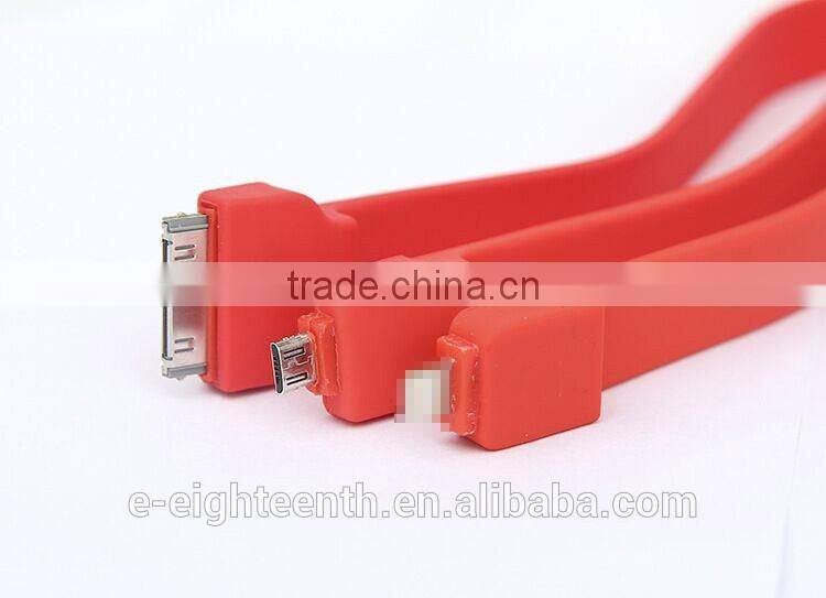 High quality 2 in 1 long silicon car charger with USB port 2.1A output apply to android for mobile