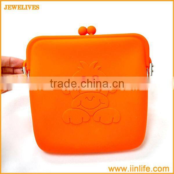 Orange Novelty Fashion Function Silicon bag Wallet Cellphone Mobile Silicon Cosmetic Bag Silicon coin bag Purse