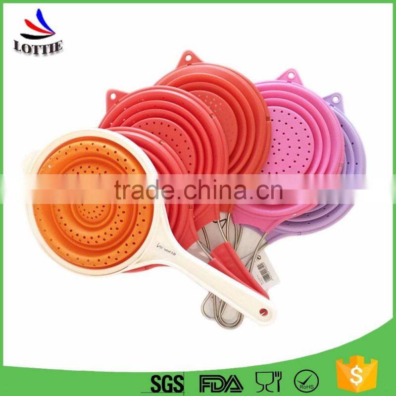 Wholesale Kitchen Silicone Collapsible Strainer Colander