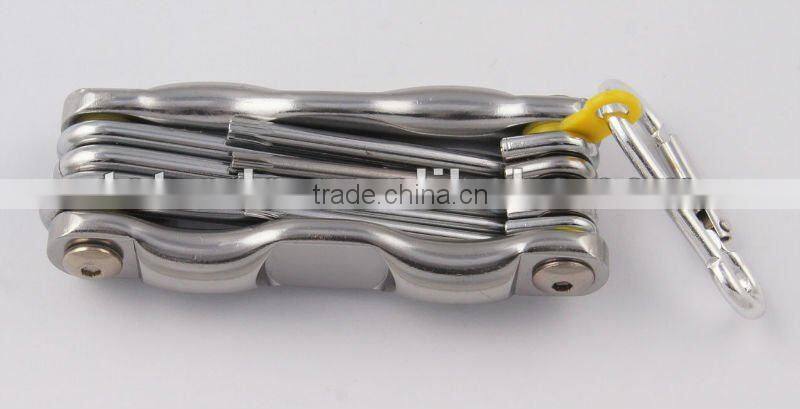 2014 new Stock pocket mini multi aluminium oxide promotion bike keychain tools 607-8