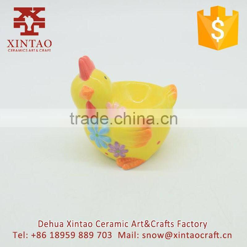 Home decoration 7.5*6.5*7.5 cm small yellow chicken shape ceramic candle holders