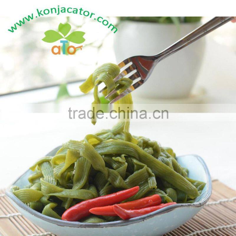 Kosher precooked konjac pasta, free of gluten, slim konyaku noodles with spinach