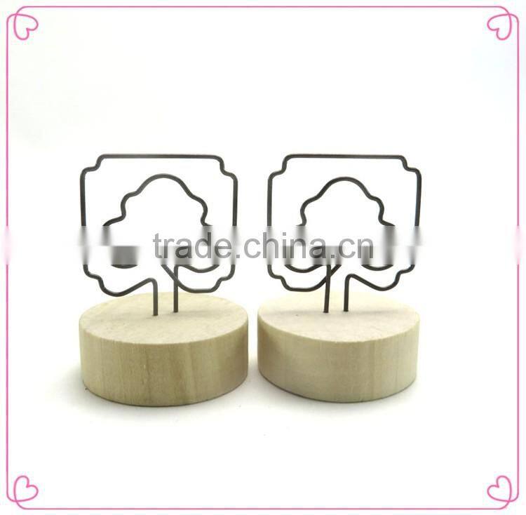 New Design OEM tree Shaped Wooden Base Memo Clips