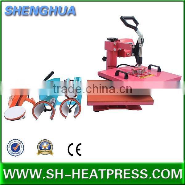 2016 Shenghua hot selling cheap swing heat press transfer machine with mini size 15*15cm, 23*30cm, 30*30cm