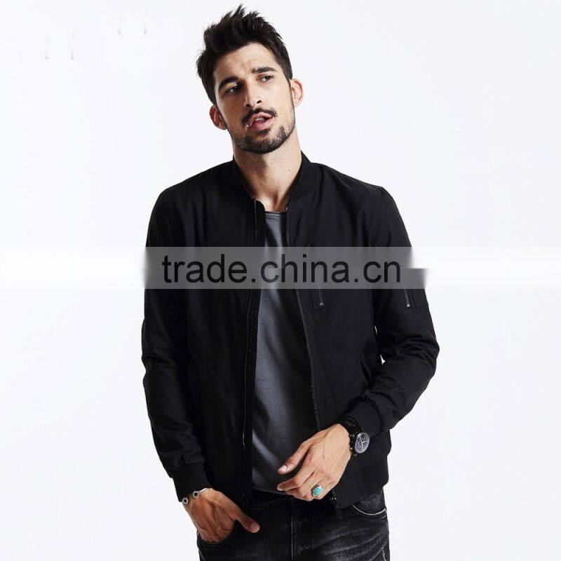 Polycotton mens jacket with sleeve zipper fashion varsity jacket plain baseball jacket