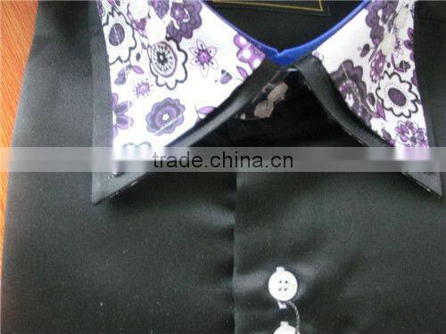 Man fashion black shirts high double collar mens black shirts