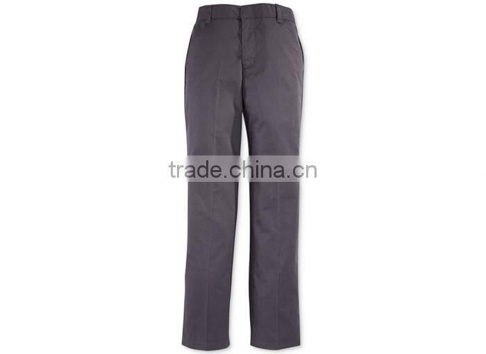 Boys' Uniform Regular Fit Double Knee Flat-Front Pants