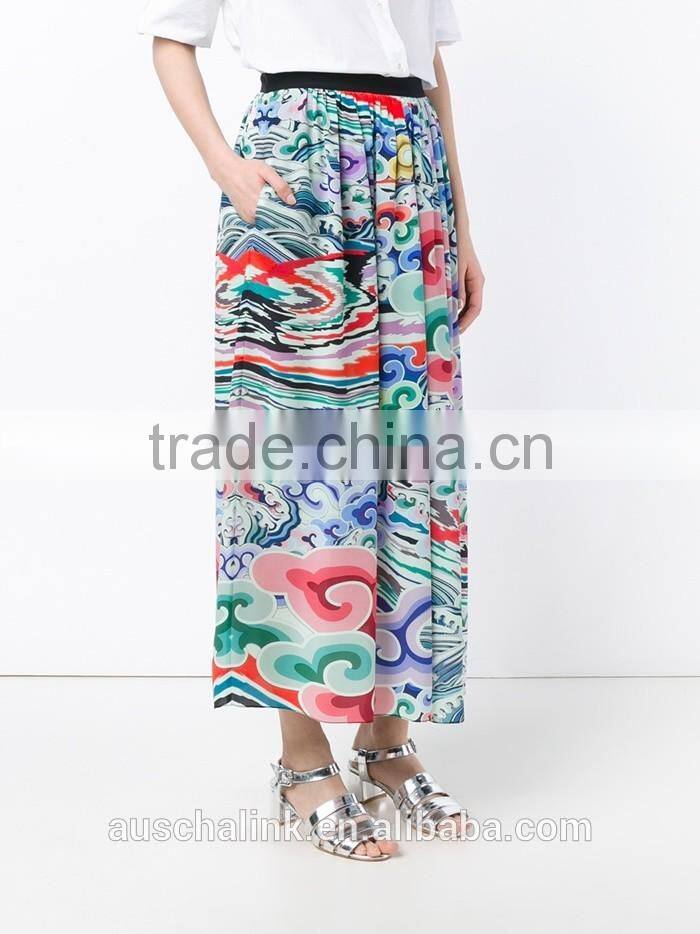 latest ladies fashion long silk skirt china factory price
