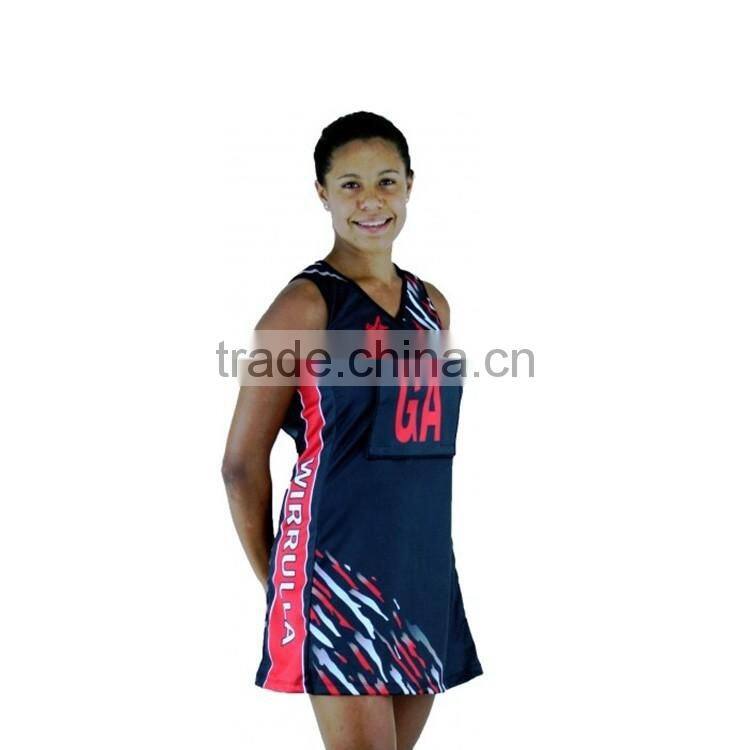 Fashionable baseball jersey dress ladies netball jerseys netball uniforms