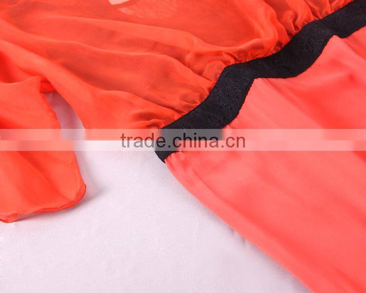 Full Length Chiffon Orange Colored Sexy One Piece Style Evening Dress