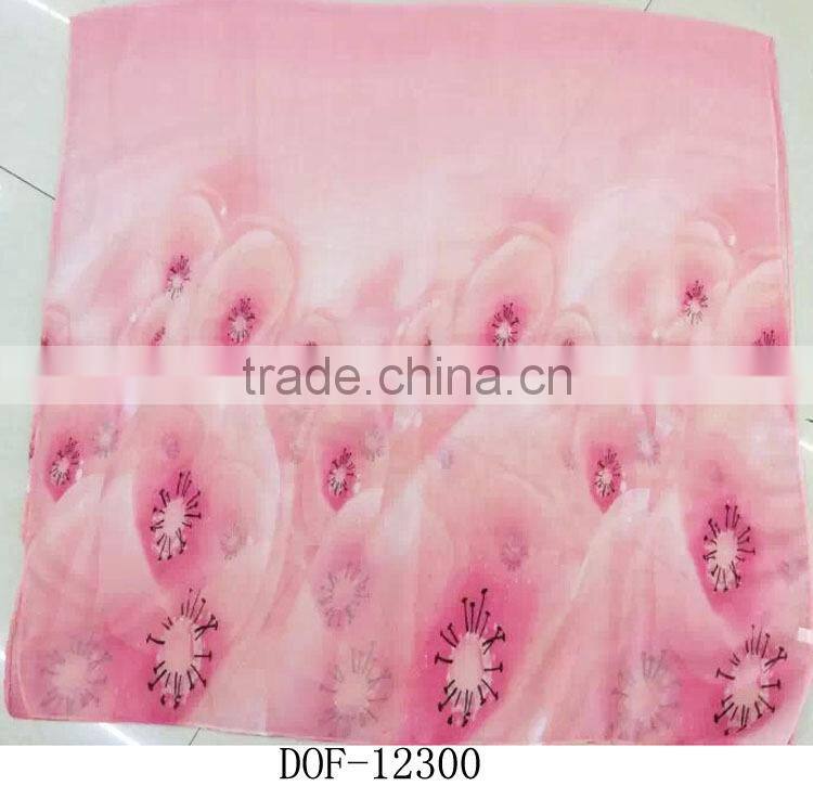 Fashion popular chiffon print floral voile scarf 100%polyester