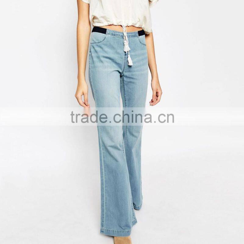 denim fashion custom loose wide-legged jeans new designs photos