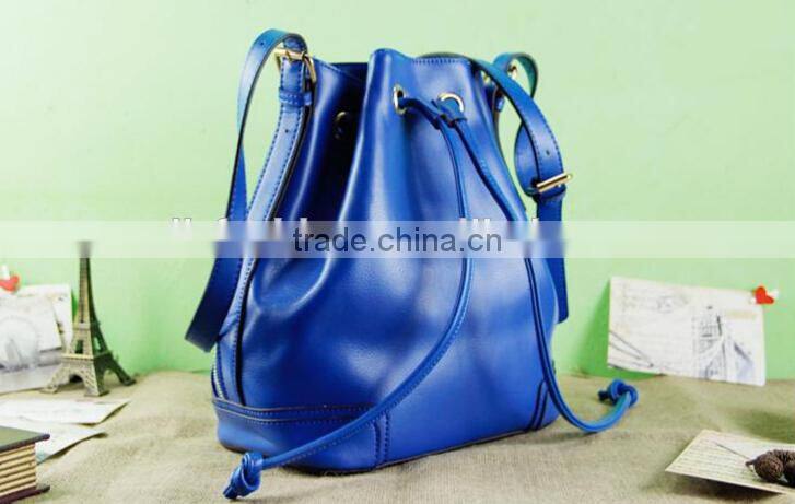 hot sell large sized leather women drawstring bags