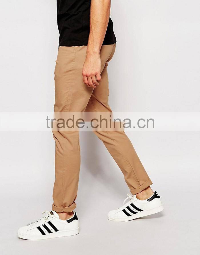 Custom cotton skinny Chion khaki pants for men