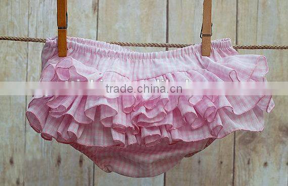 New Design Kids Boutique Clothing Baby Cotton Diaper Cover Bloomers Baby Girl Soft Gingham Underwear Ruffle Shorts