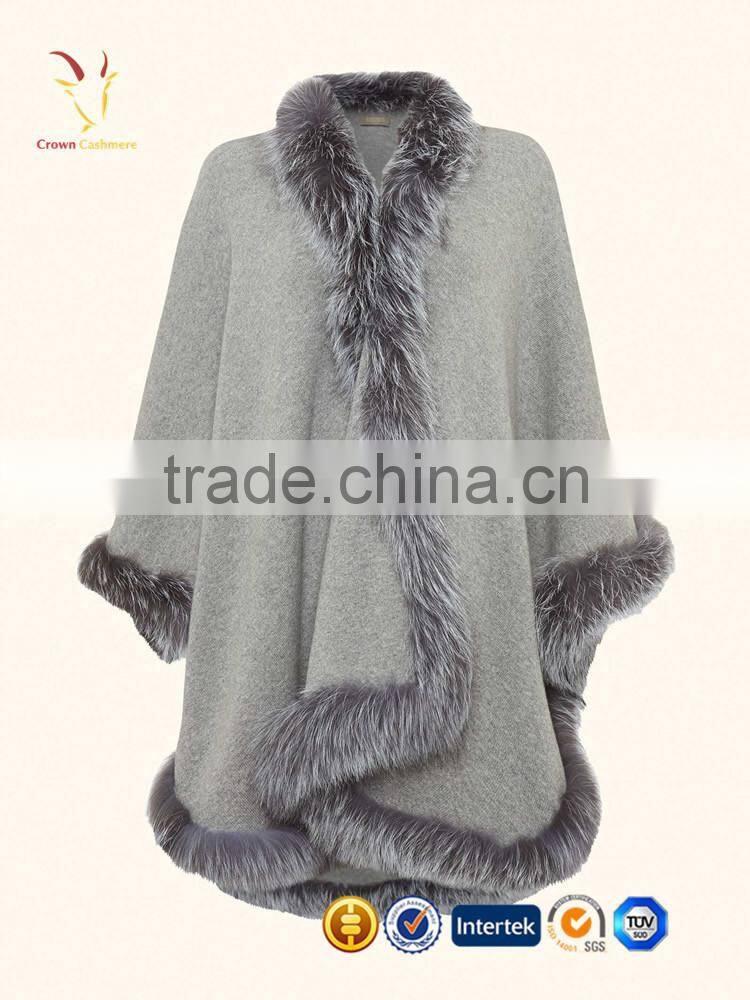Winter Warm Wool Knitted Poncho Lady Fur Poncho