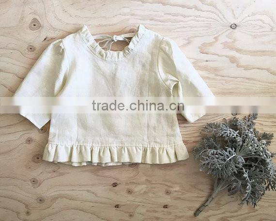 Latest Design Summer Tops Linen Pattern Medium Sleeve Baby Girl Fancy Shirts