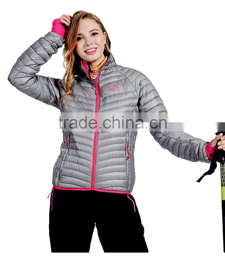 Warm clothing light thin women winter stand up down jacket
