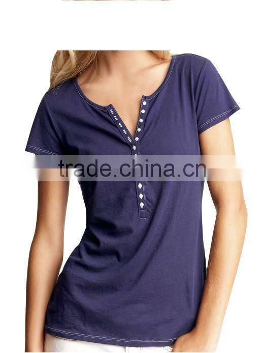 WOMEN'S STRIPED CREW NECK T SHIRT