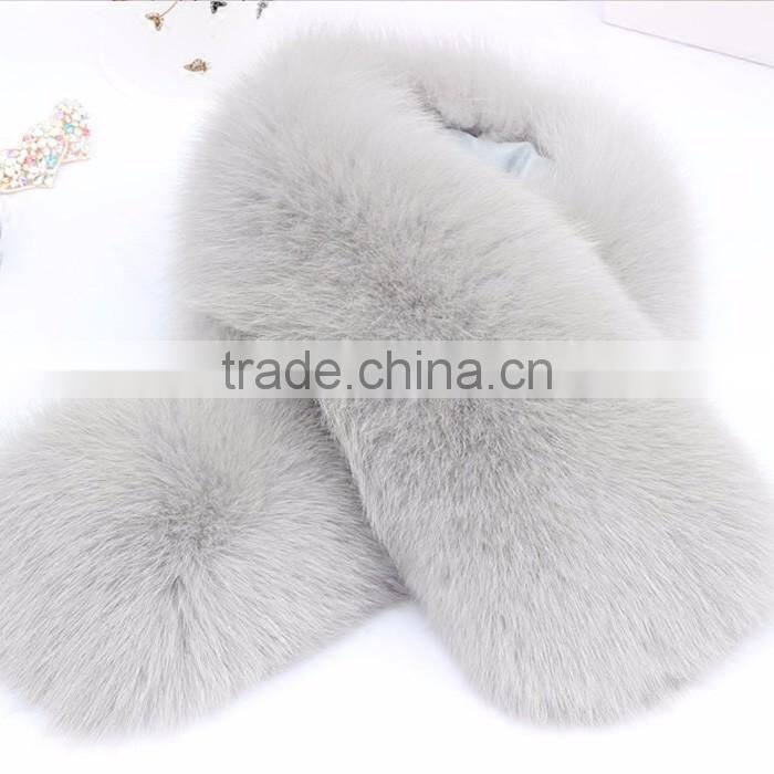 Myfur Light Grey Fox Fur Made Luxury Genuine Fox Fur Collar for Coat