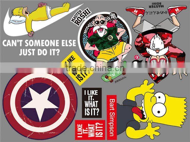 China good washable cartoon characters offset logo on garments heat transfer printing