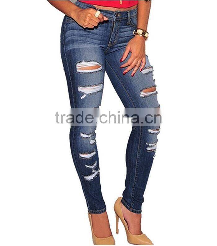 Sidefeel Women Casual ripped jeans women distressed skinny jeans
