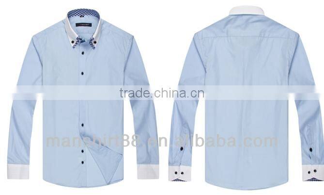 high quality double collar button down dress shirt for man