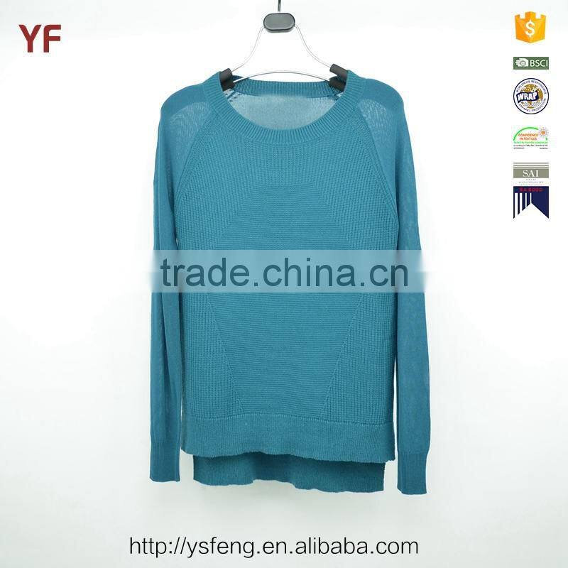 High Fashion Front Short Back Long Knitted Pullover Winter Sweater For Women