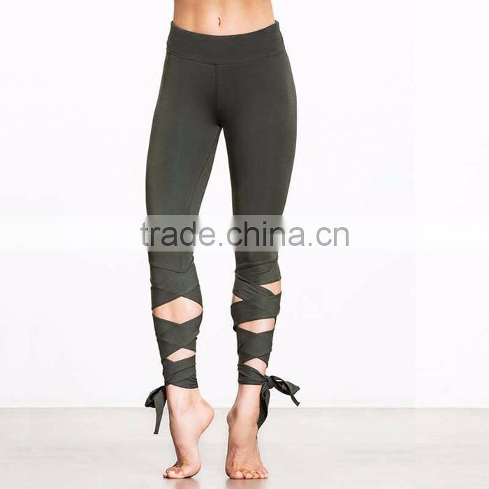 Fashion design wholesale wicking yoga sport leggings with strap