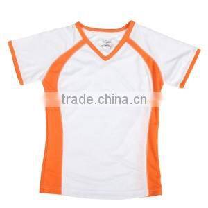 short sleeves v neck contrast two color slim fit t shirt for women