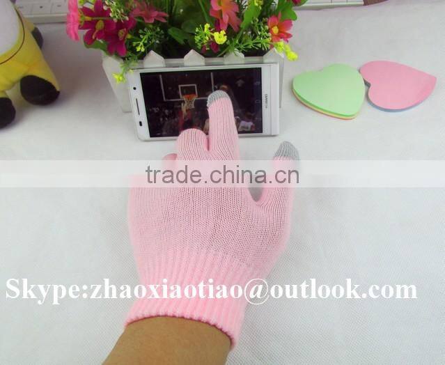 High Quality colorful Conductive Knitted Finger Touch Screen Gloves for smartphone