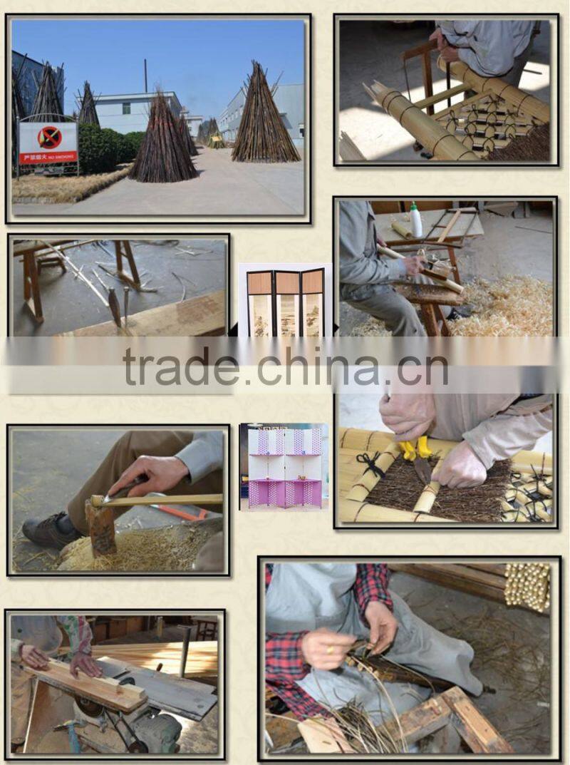 Folding paper rope wooden frame screen Canvas Printed Paper rope style room divider screen GVSD002