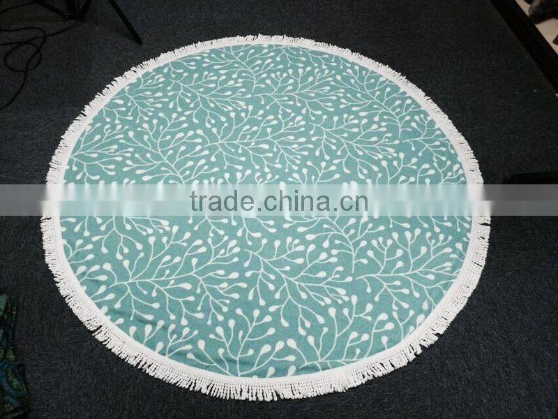 Custom Printed Round Digital Stamp High Quality 150CM Diameter Velour Beach Towel