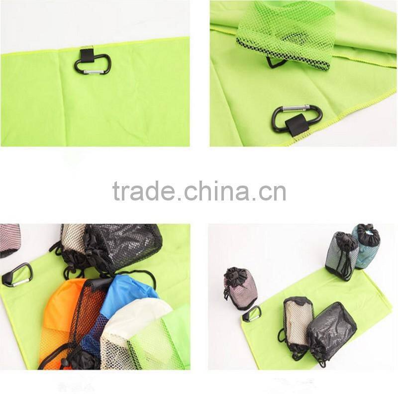 Microfiber Suede Sport Towel with mesh Bag Embossed Logo Design