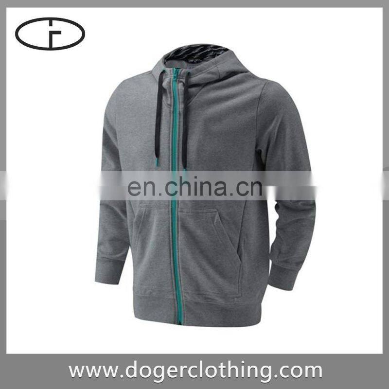 wholesale french terry zipper hoodie with long sleeve